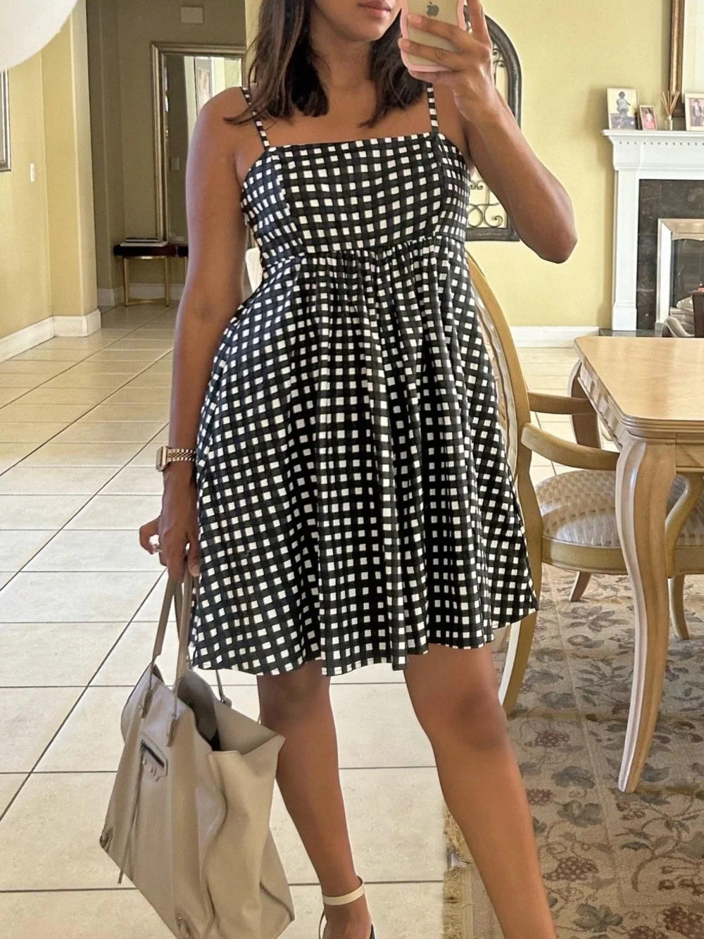 Hutch Bandeau Romper in Black/White Gingham - L